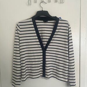 LOFT Navy and White Striped Cardigan. #preppy #